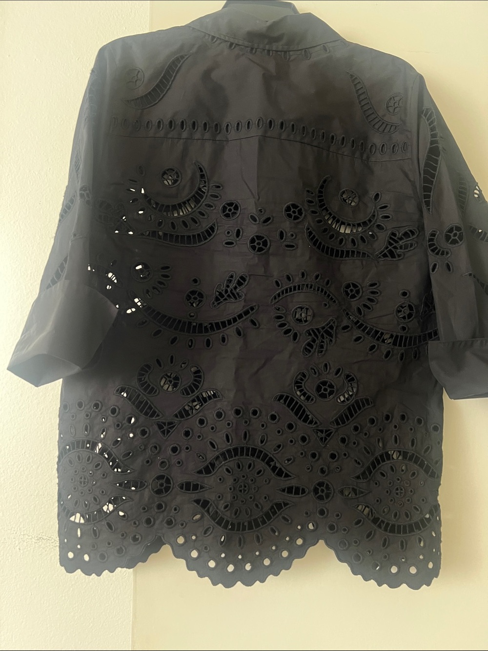 Zara Black Eyelet Button-Down Shirt